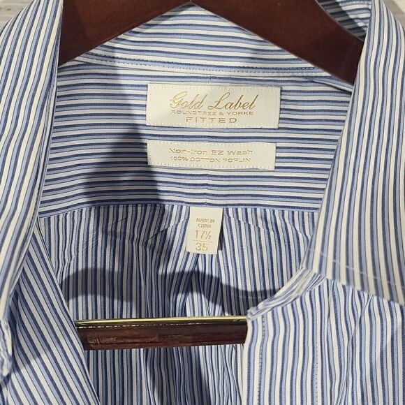 Roundtree Yorke Fitted Pinstriped Button Down - 17.5 - 35 - Picture 2 of 3
